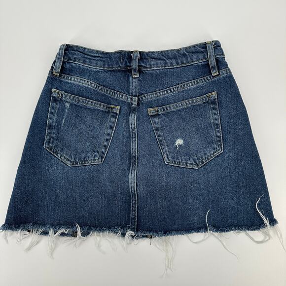 Free People We The Free Button Fly Distressed Raw Hem A-Line Mini Skirt Women 26 - Picture 6 of 9